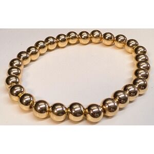 New Beaded Bracelet Women Gold Tone High Polish Round Balls Beads Stretch Stack